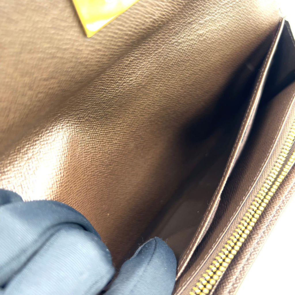 Louis Vuitton Damier Portefeuille Rosebery Leather Brown Wallet Gold — view 9