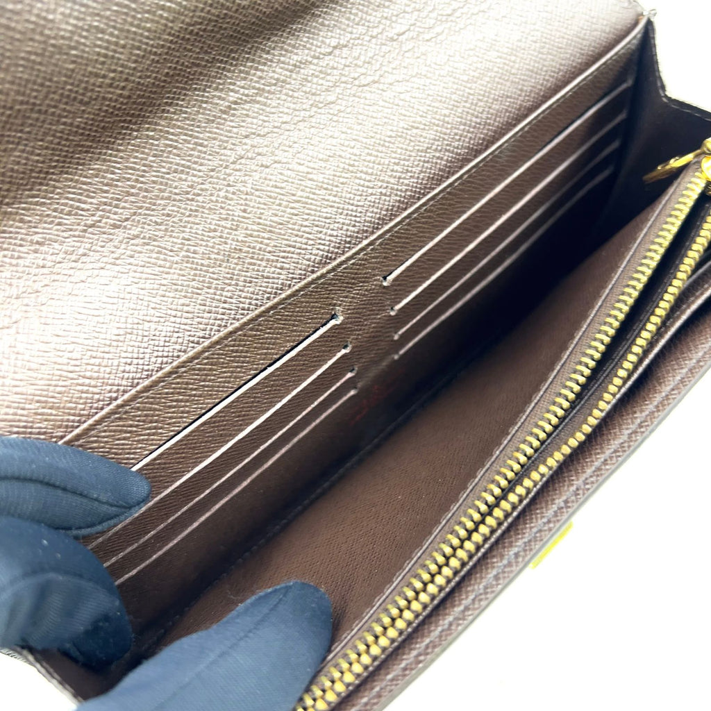 Louis Vuitton Damier Portefeuille Rosebery Leather Brown Wallet Gold — view 8