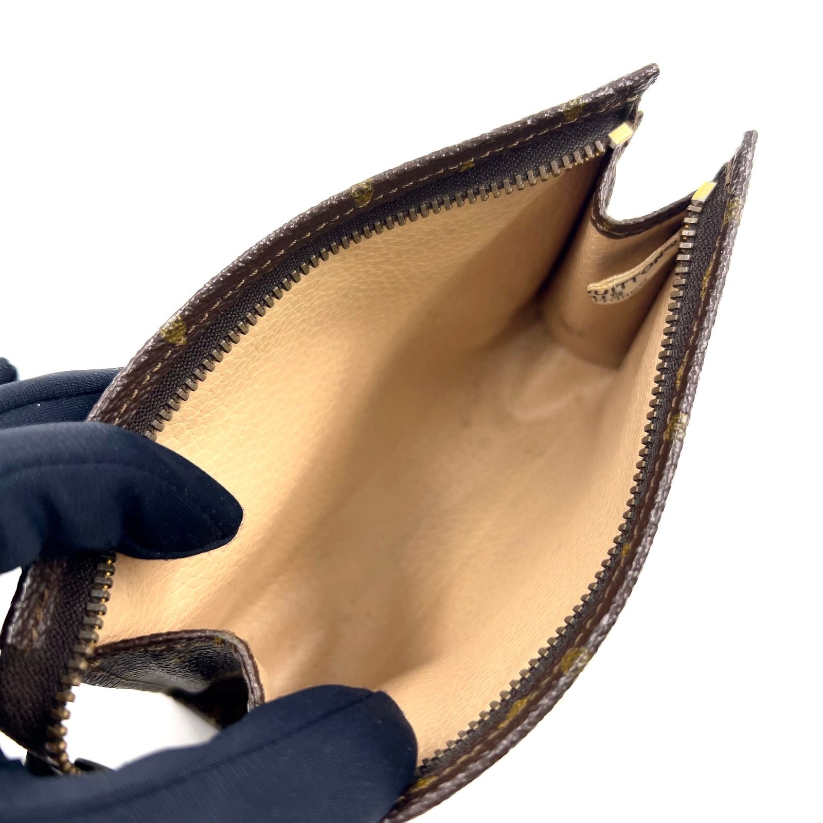 Louis Vuitton Pouch Toilette 15 Monogram Leather Brown Cosmetic Gold — view 3