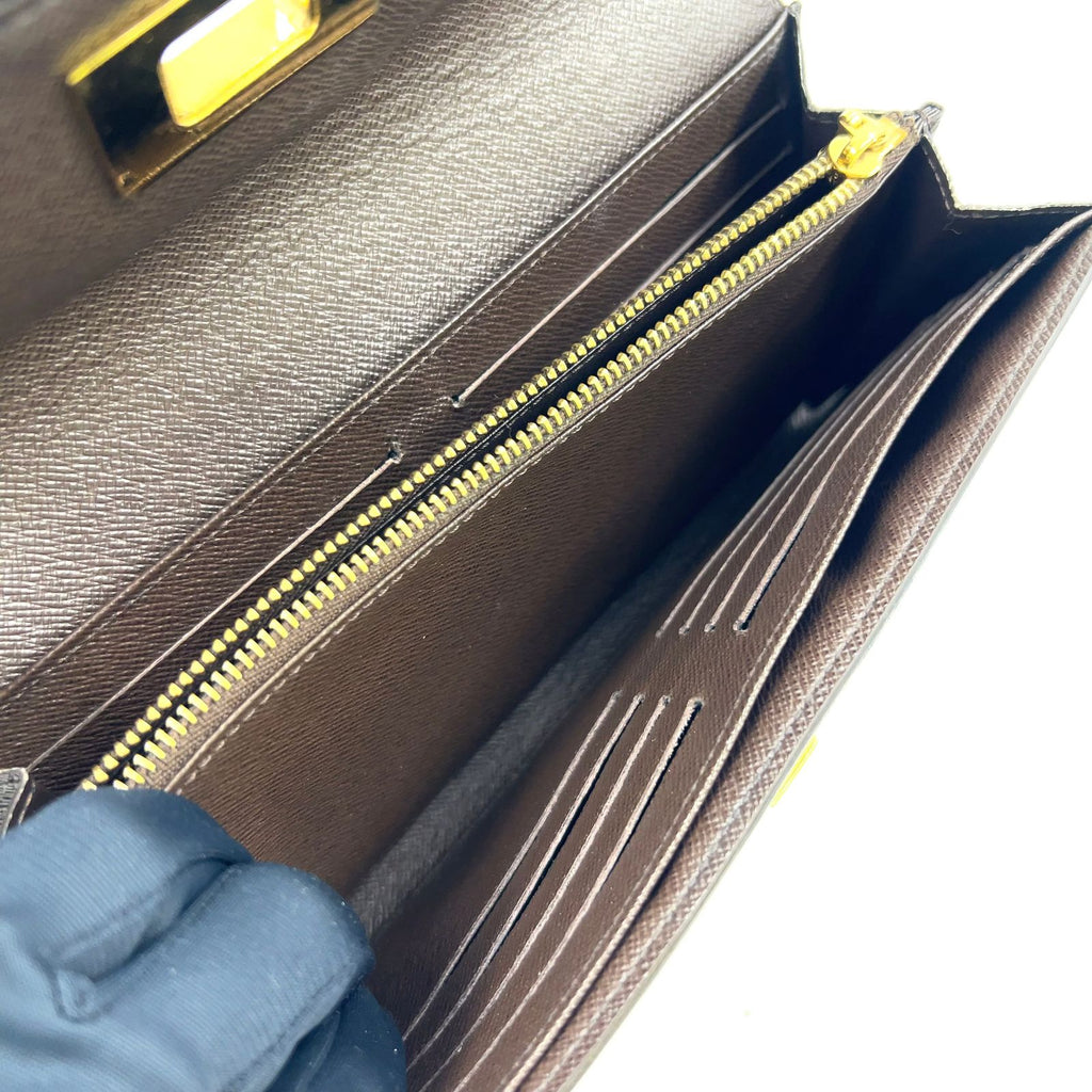 Louis Vuitton Damier Portefeuille Rosebery Leather Brown Wallet Gold — view 6