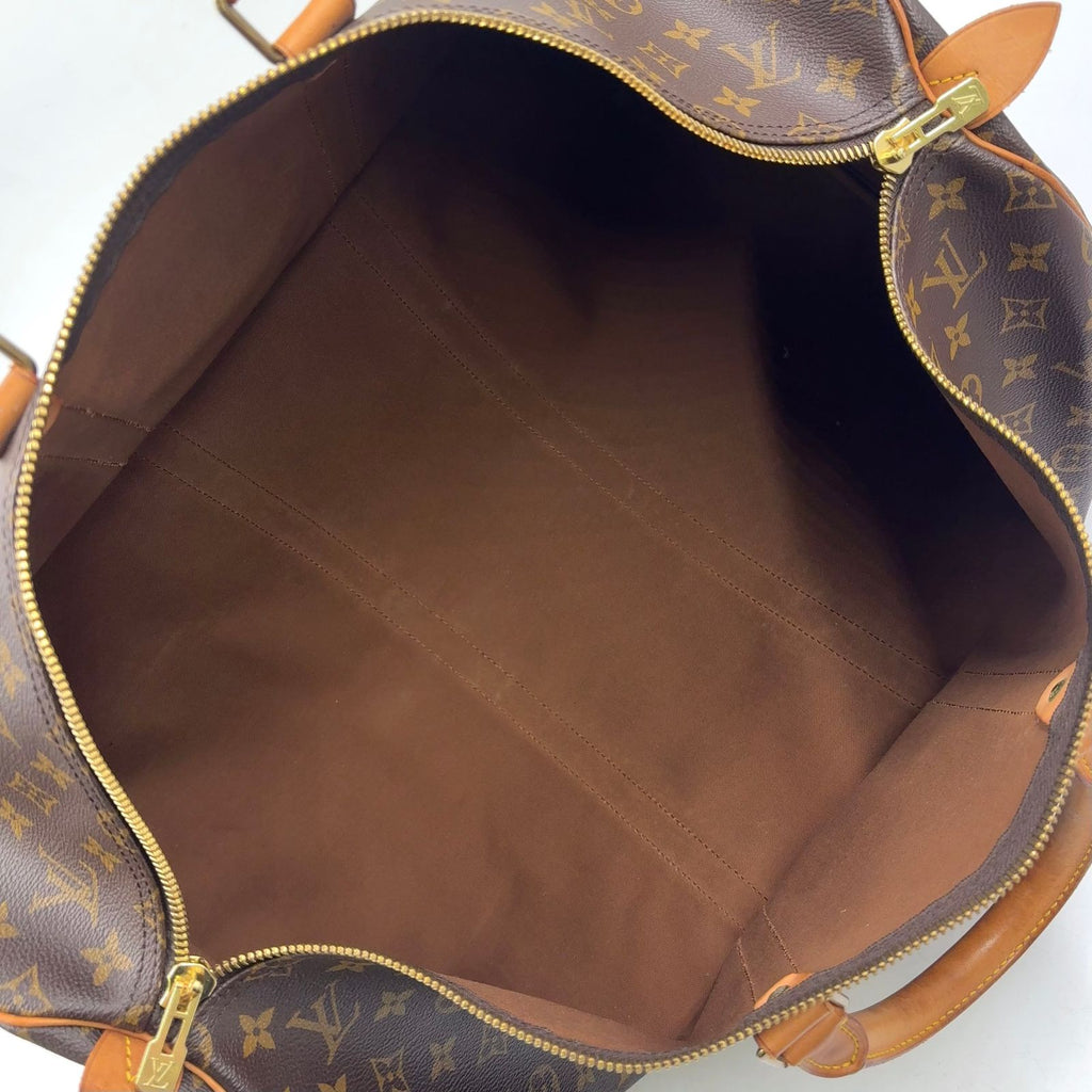 Louis Vuitton Keepall 55 Monogram Leather Brown Light Boston Bag Gold — view 3