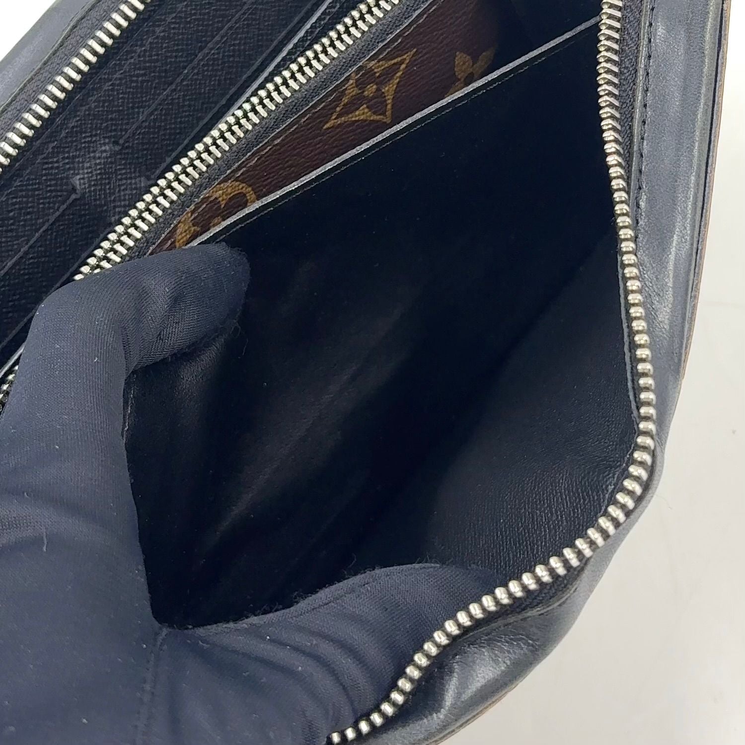 Louis Vuitton Zippy XL Monogram Macassar Leather Brown Black Zip Around Wallet — view 6