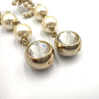 Chanel CC Logo Rhinestone Faux Pearl Long Color Stone Off White Clear Gold — view 7