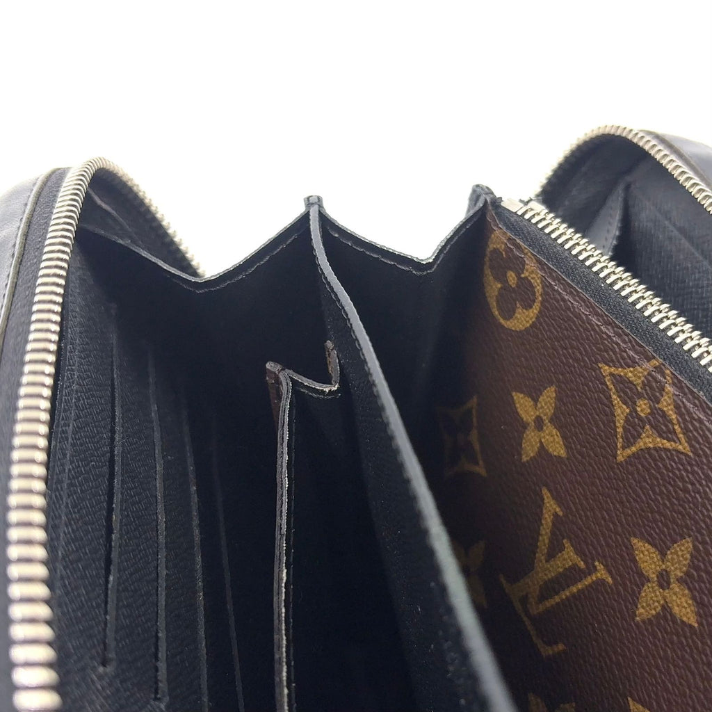 Louis Vuitton Zippy XL Monogram Macassar Leather Brown Black Zip Around Wallet — view 8