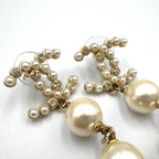 Chanel CC Logo Rhinestone Faux Pearl Long Color Stone Off White Clear Gold — view 8