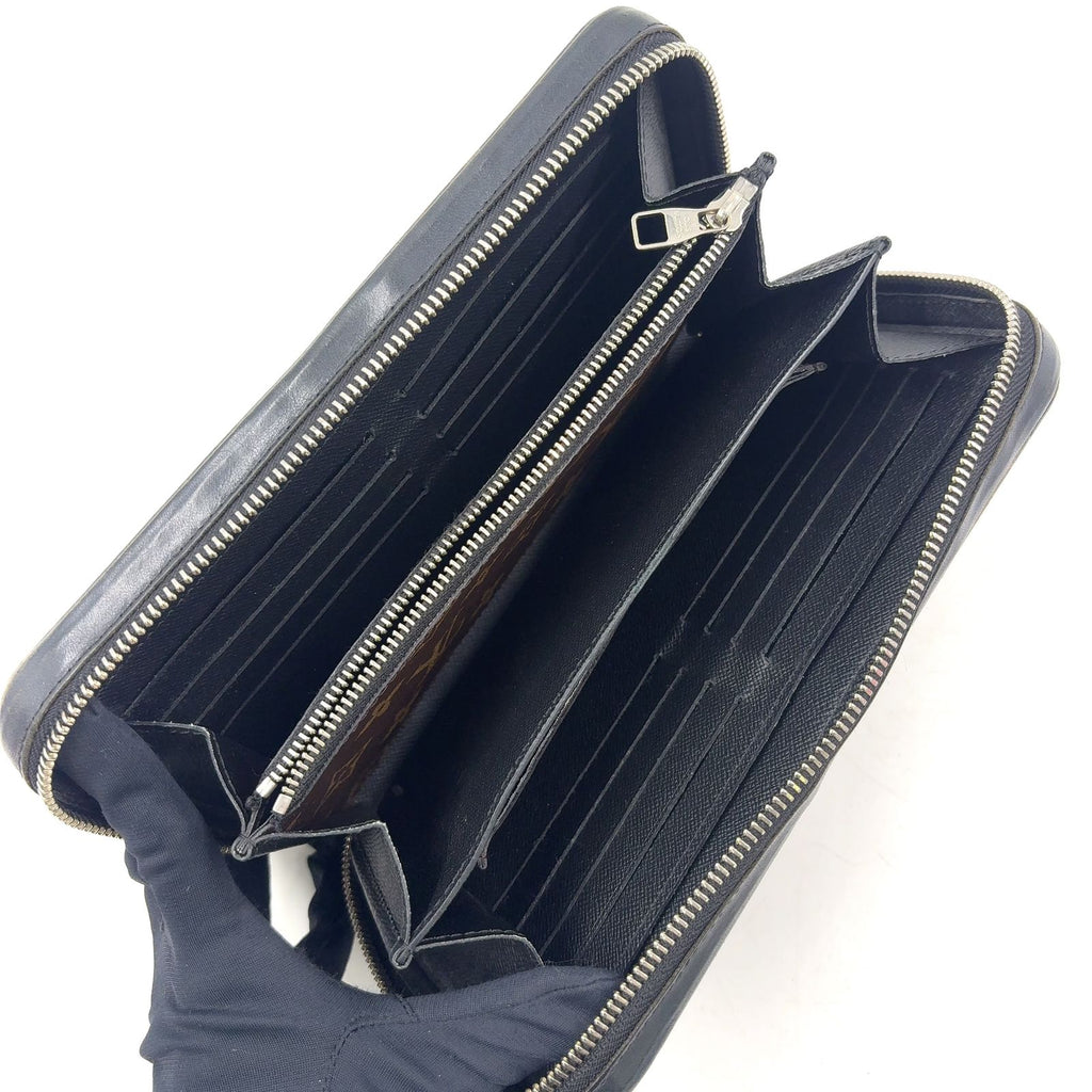 Louis Vuitton Zippy XL Monogram Macassar Leather Brown Black Zip Around Wallet — view 3