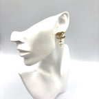Chanel CC Logo Pearl Swing Faux Color Stone Off White Clear Gold Earrings — view 9