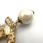 Chanel CC Logo Pearl Swing Faux Color Stone Off White Clear Gold Earrings — view 8