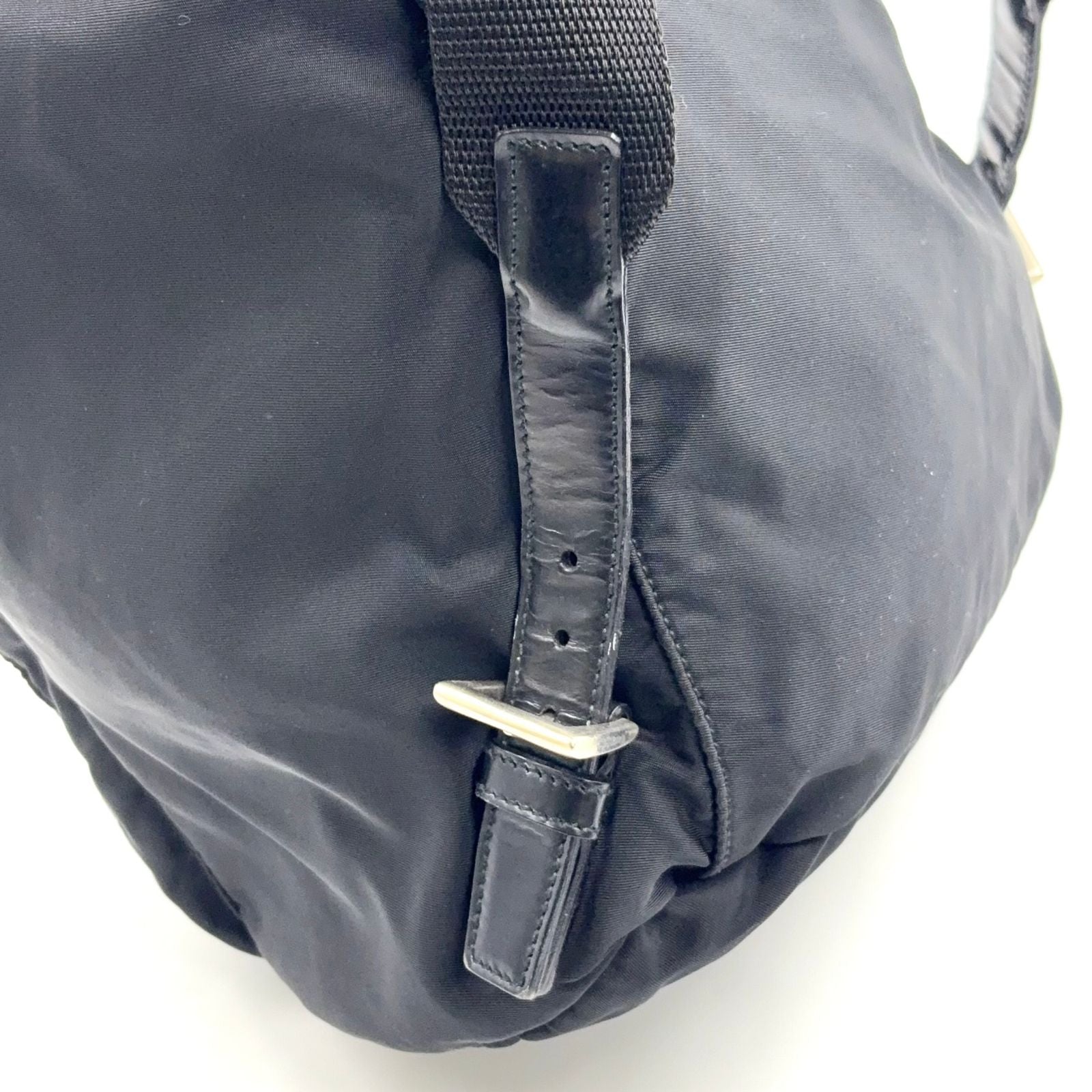 Prada Nylon Leather Black Backpack Silver — view 9