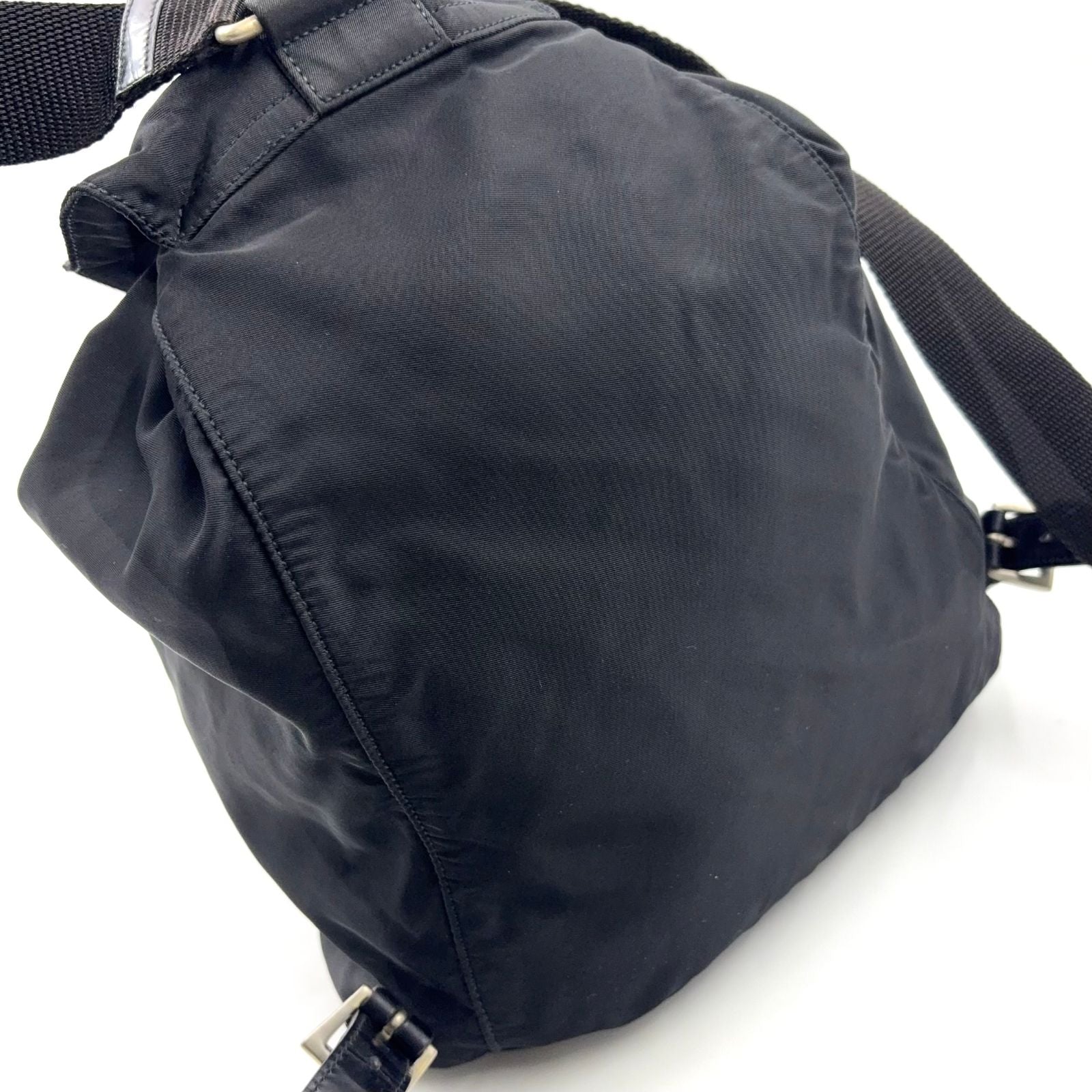Prada Nylon Leather Black Backpack Silver — view 5
