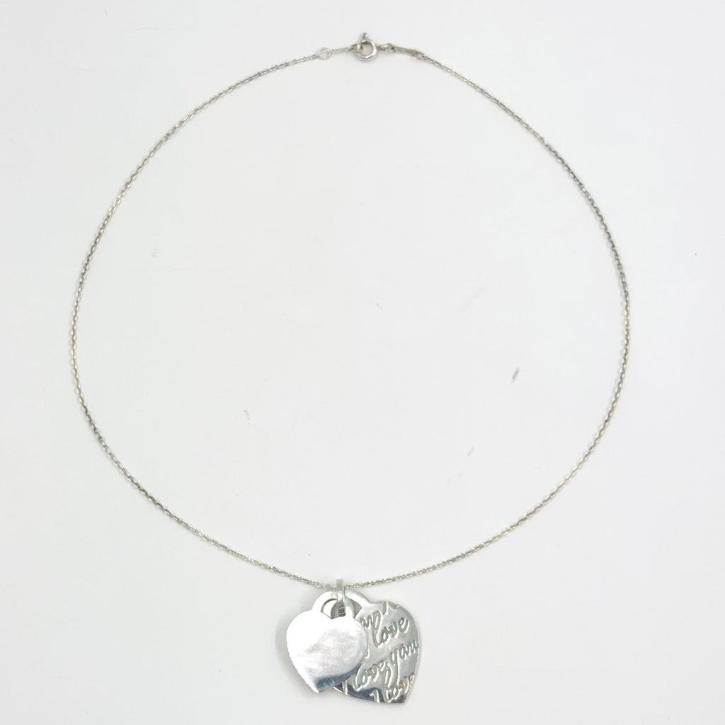 Tiffany & Co Notes Double Heart Tag Silver Necklace — view 3