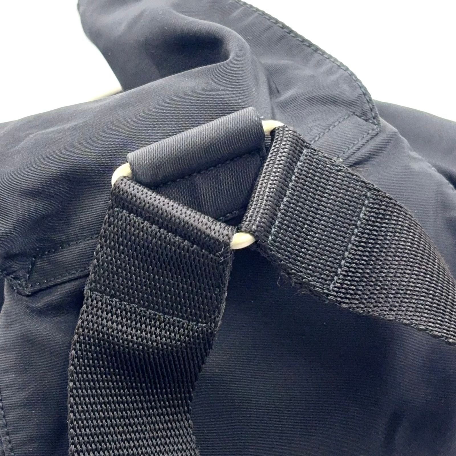 Prada Nylon Leather Black Backpack Silver — view 8