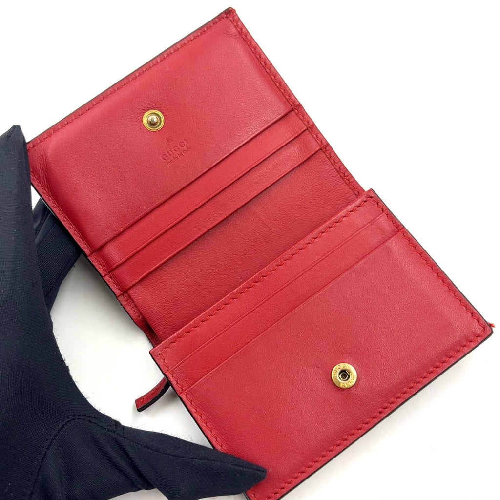 Gucci Cherry GG Supreme Leather Beige Red Bifold Wallet Gold — view 3
