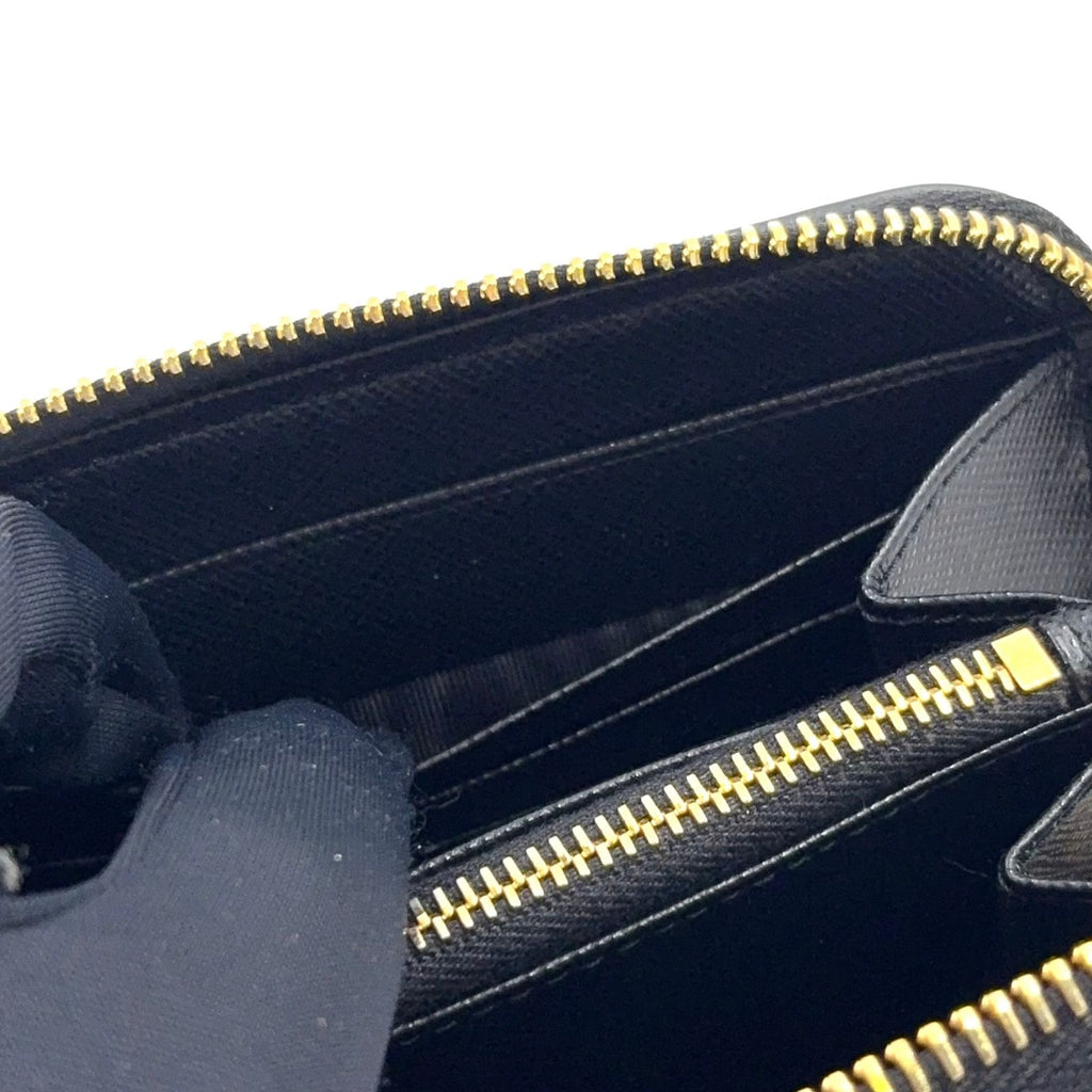 Prada Saffiano Leather Zip Around Black Wallet Gold — view 8