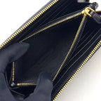 Prada Saffiano Leather Zip Around Black Wallet Gold — view 5