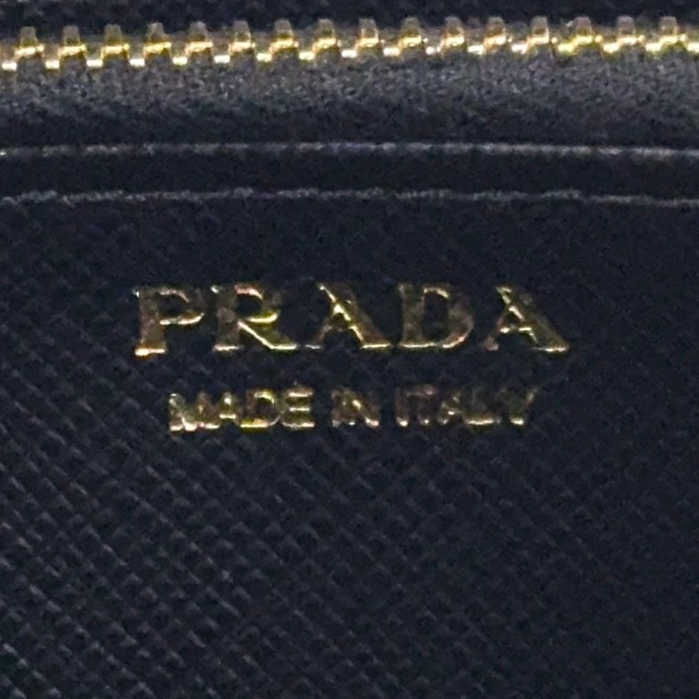 Prada Saffiano Leather Zip Around Black Wallet Gold — view 4