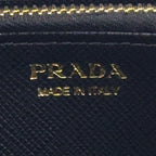 Prada Saffiano Leather Zip Around Black Wallet Gold — view 4