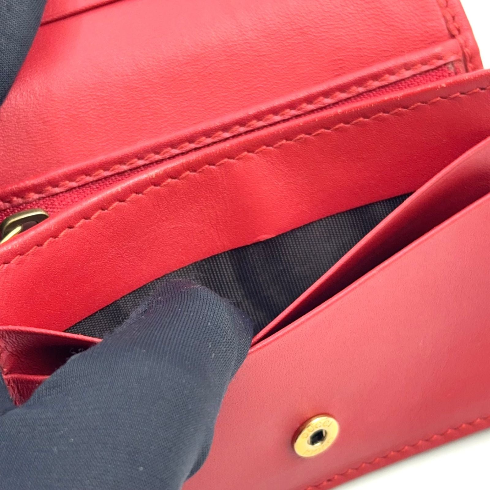 Gucci Cherry GG Supreme Leather Beige Red Bifold Wallet Gold — view 7