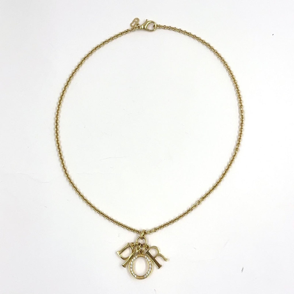 Dior Evolution Color Stone Clear Gold Necklace — view 3
