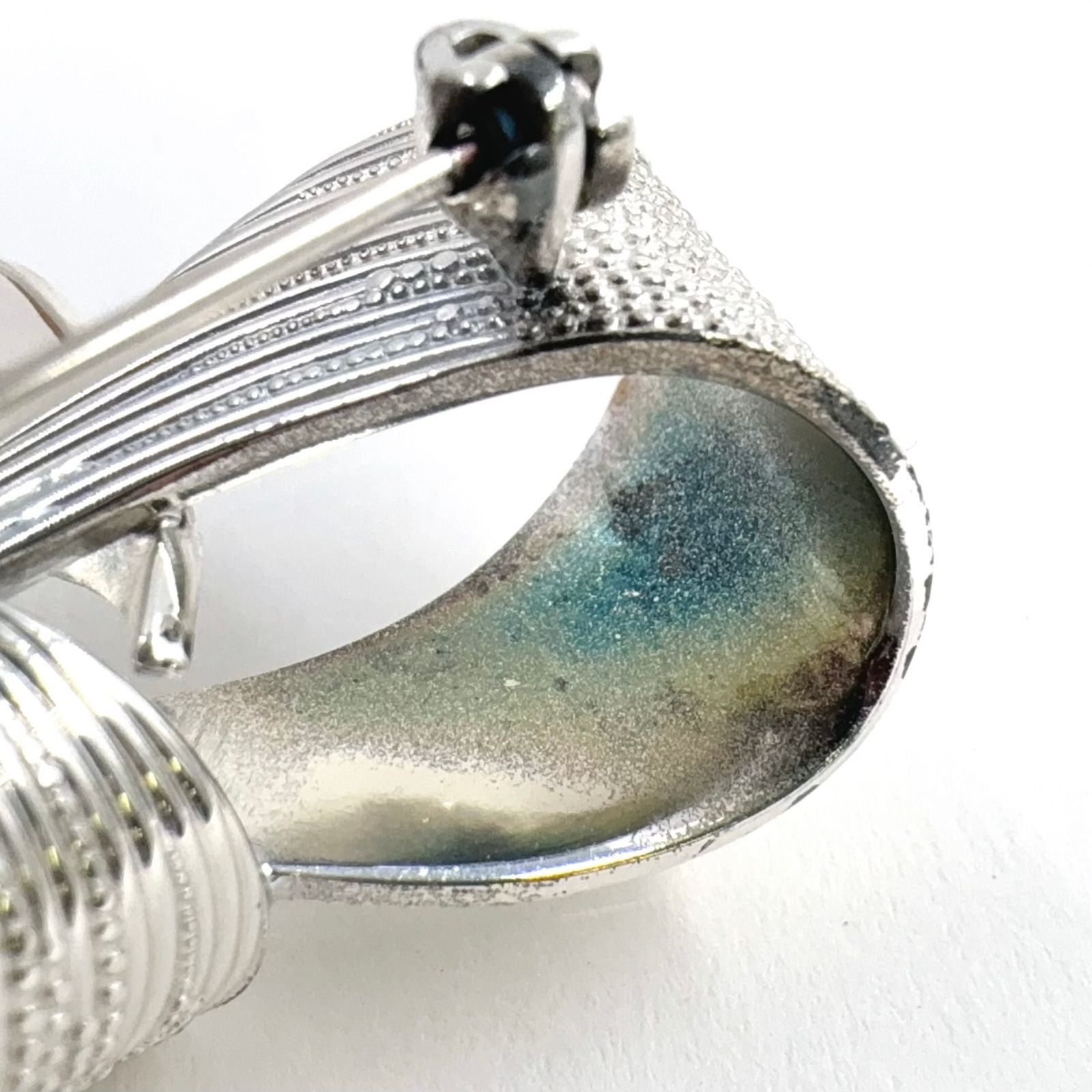 Dior Ribbon Motif Metal Silver Brooch — view 7