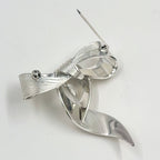 Dior Ribbon Motif Metal Silver Brooch — view 3