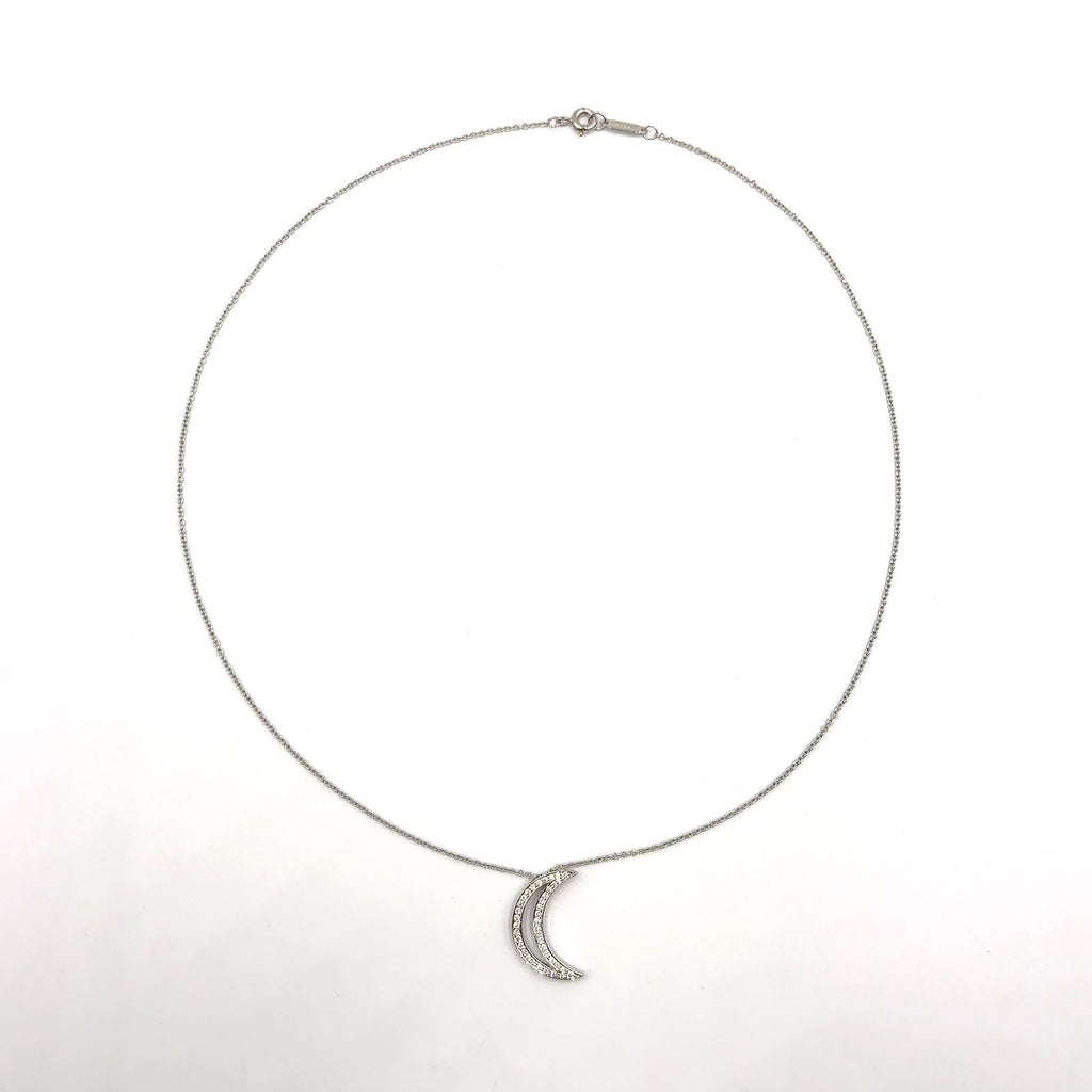 Tiffany & Co Moon Diamond Clear Platinum Necklace — view 3