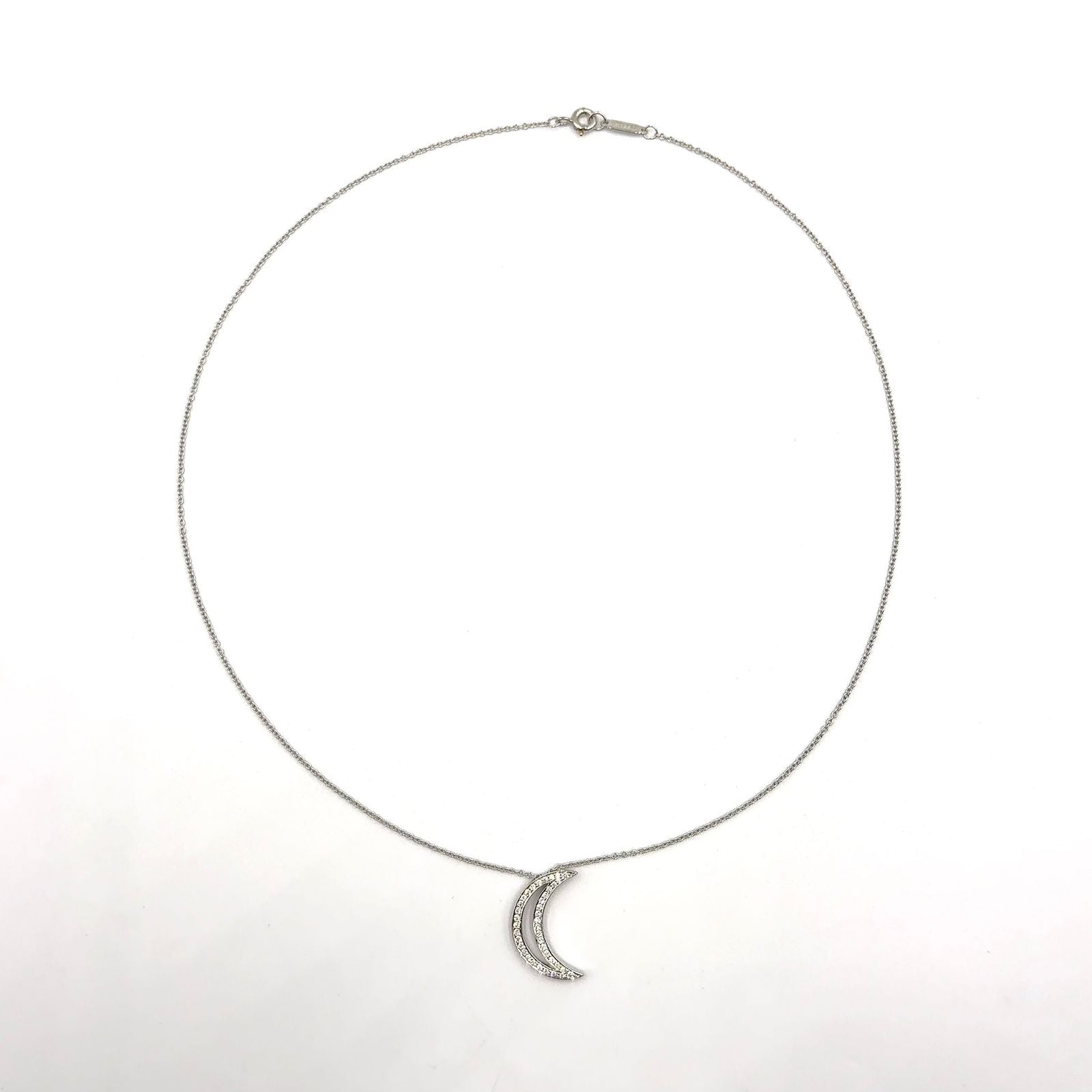 Tiffany & Co Moon Diamond Clear Platinum Necklace — view 3