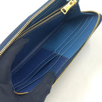 Prada Ribbon Bicolor Zip Around Leather Blue Light Wallet Gold — view 6