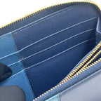 Prada Ribbon Bicolor Zip Around Leather Blue Light Wallet Gold — view 8