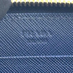 Prada Ribbon Bicolor Zip Around Leather Blue Light Wallet Gold — view 4
