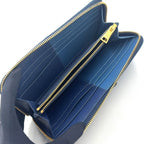 Prada Ribbon Bicolor Zip Around Leather Blue Light Wallet Gold — view 3