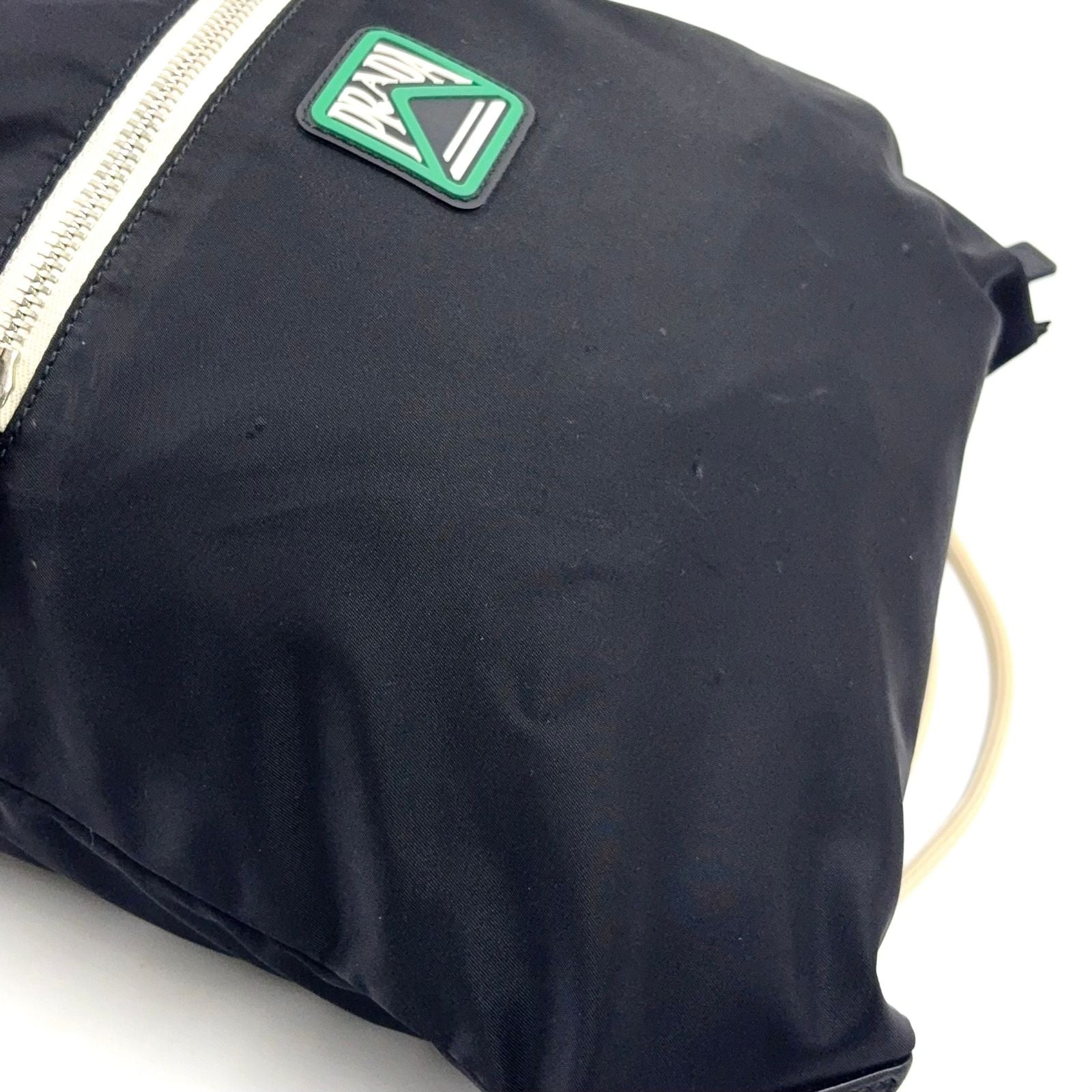 Prada Tessuto Leather Nylon Black Backpack Silver — view 6