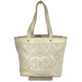 Chanel Tote Logo CC Quilted Leather Ivory