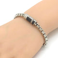 Louis Vuitton Bracelet Chain Monogram 16.8 cm Eclipse Canvas Silver Color Metal
