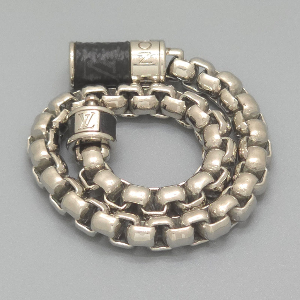 Louis Vuitton Bracelet Chain Monogram 16.8 cm Eclipse Canvas Silver Color Metal — view 3