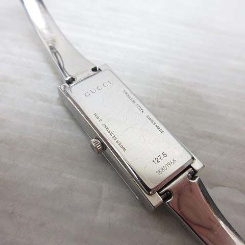 Gucci 127.5 GG Pattern Square Watch Quartz Bangle Silver Color Brown Dial — view 6