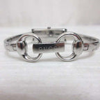 Gucci 127.5 GG Pattern Square Watch Quartz Bangle Silver Color Brown Dial — view 7