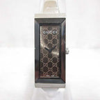 Gucci 127.5 GG Pattern Square Watch Quartz Bangle Silver Color Brown Dial — view 3