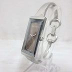 Gucci 127.5 GG Pattern Square Watch Quartz Bangle Silver Color Brown Dial — view 4