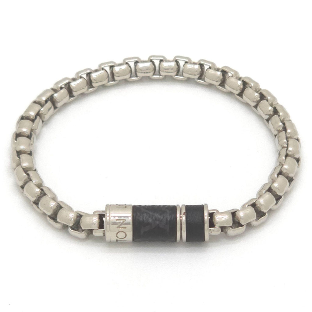 Louis Vuitton Bracelet Chain Monogram 16.8 cm Eclipse Canvas Silver Color Metal — view 8