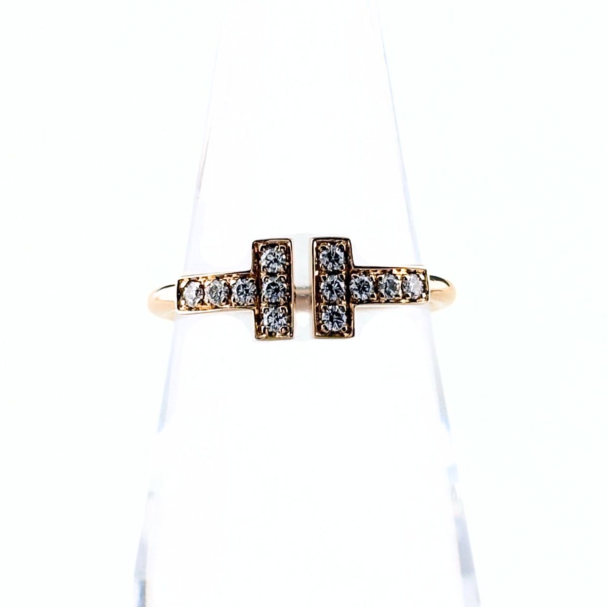 Tiffany & Co T Wire Ring PG Pink Gold Pave Diamond