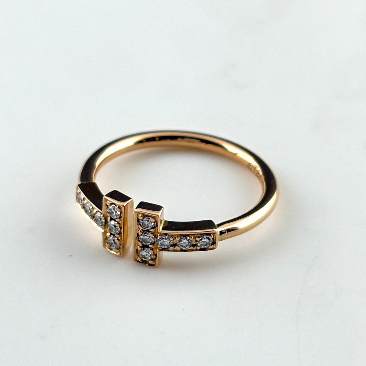Tiffany & Co T Wire Ring PG Pink Gold Pave Diamond — view 2