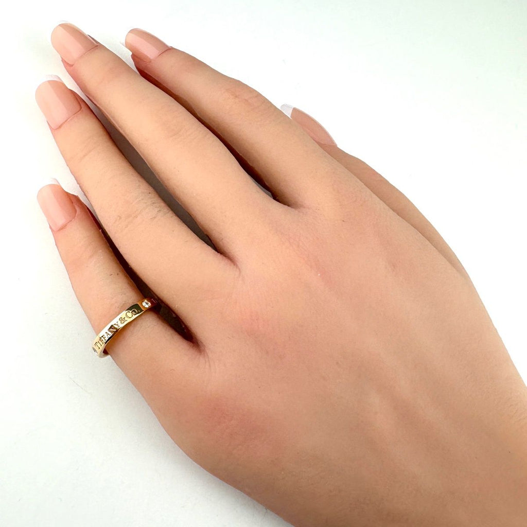 Tiffany & Co Flat Band Ring PG Pink Gold Pave Diamond — view 3
