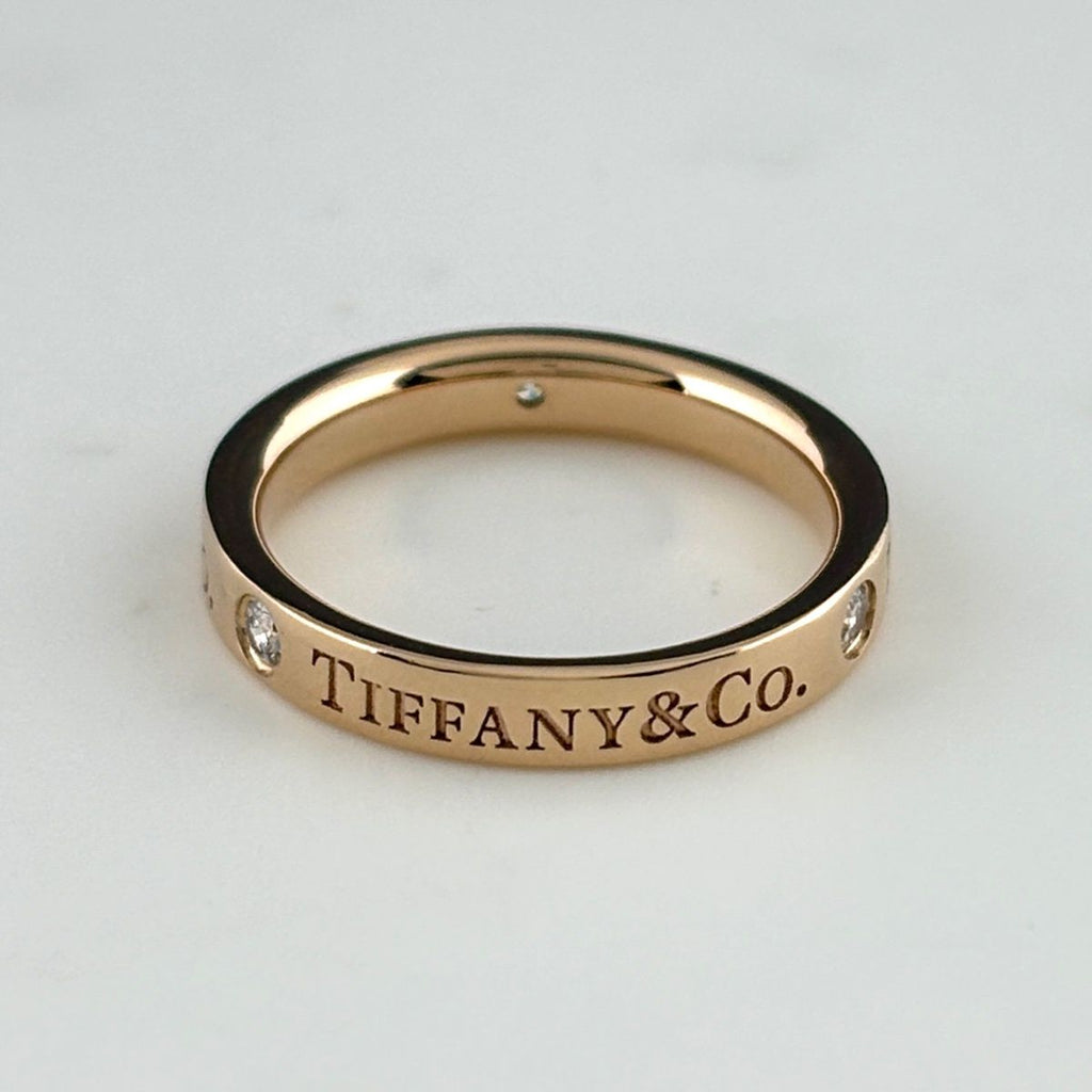 Tiffany & Co Flat Band Ring PG Pink Gold Pave Diamond — view 2