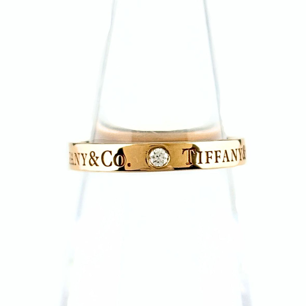 Tiffany & Co Flat Band Ring PG Pink Gold Pave Diamond