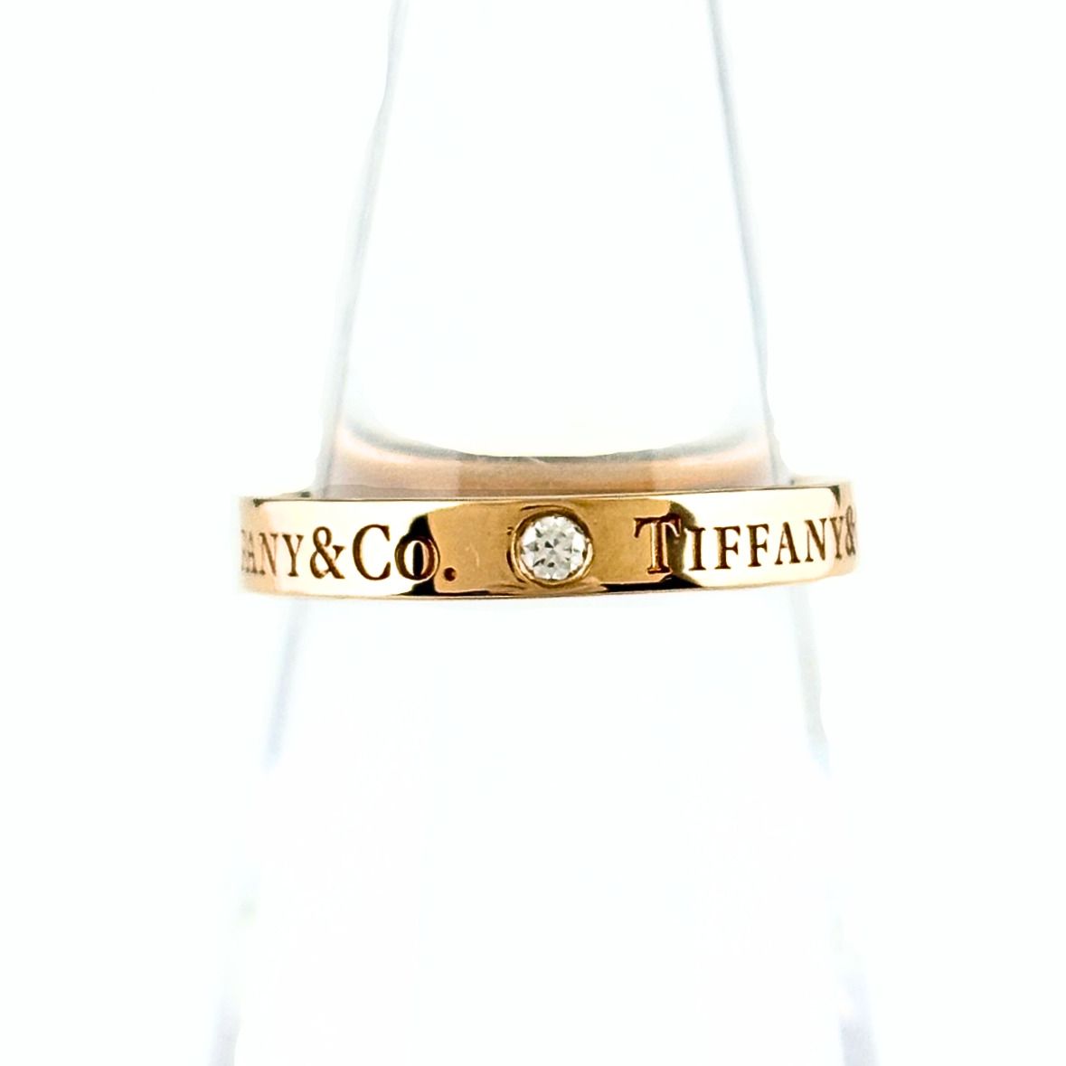 Tiffany & Co Flat Band Ring PG Pink Gold Pave Diamond