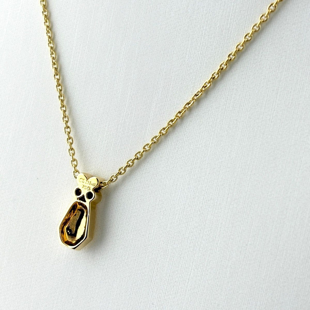Dior Pave Diamond Necklace YG Yellow Gold Pendant — view 2