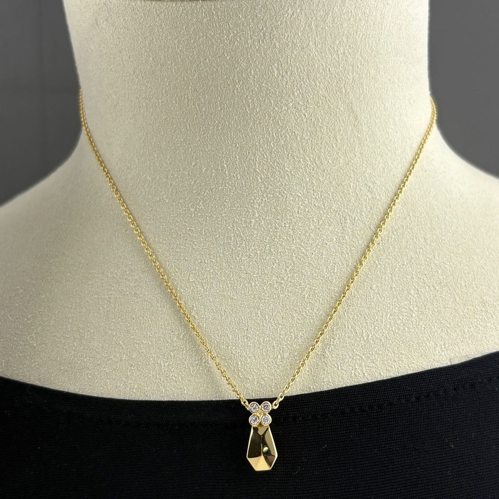Dior Pave Diamond Necklace YG Yellow Gold Pendant — view 3