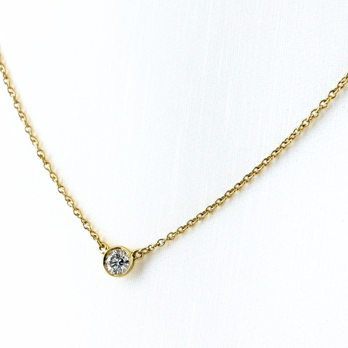 Tiffany & Co by the Yard Necklace YG Yellow Gold Pendant 750 Diamond