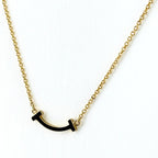 Tiffany & Co T Smile Mini Necklace YG Yellow Gold Pendant